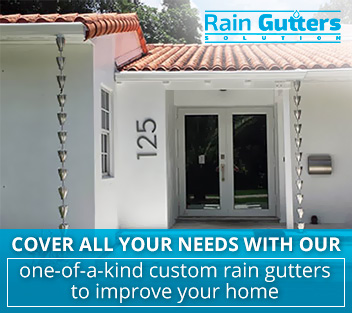 Custom Rain Gutters Modernize your Home and Prevent Water Damage House with Custom Rain Gutter Chains