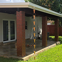 Seamless Gutters Installed on a Porch
