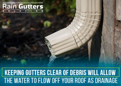 Rain Gutter Downspout with water