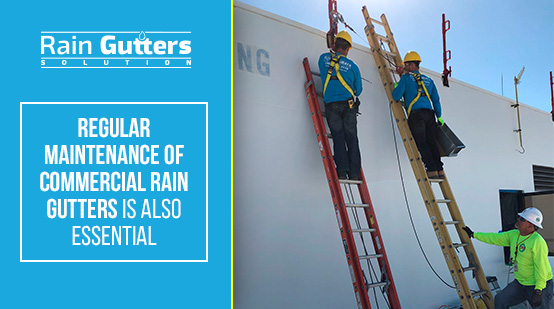 Rain Gutters Solutions Team Performing a Commercial Rain Gutter Service