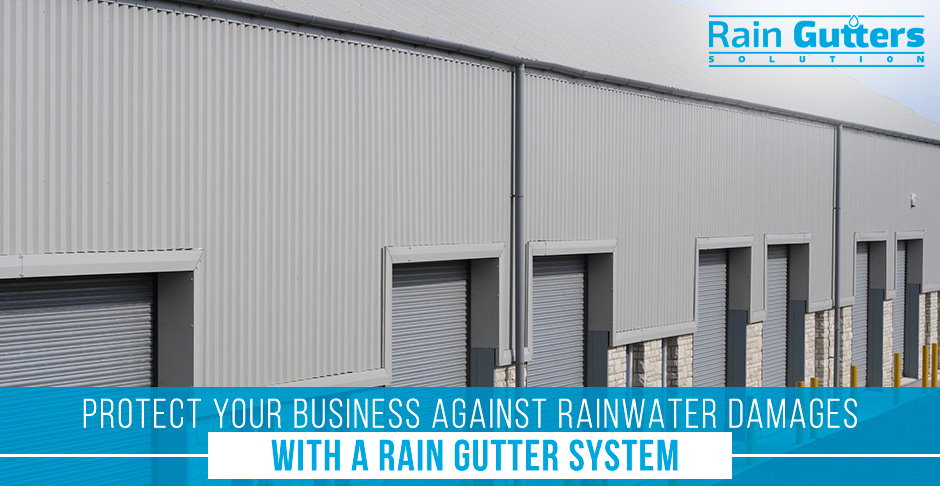 Business with a Commercial Rain Gutter and Downspout System