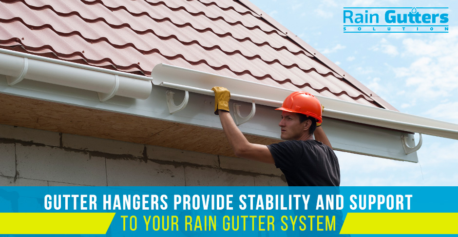 Worker Using Gutter Hangers to Install Rain Gutter System