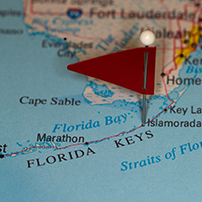 Flag Over a Florida Keys Map