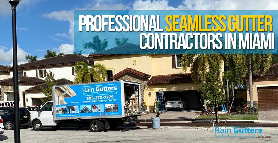 Professional Seamless Gutter Contractor Truck in Front a House
