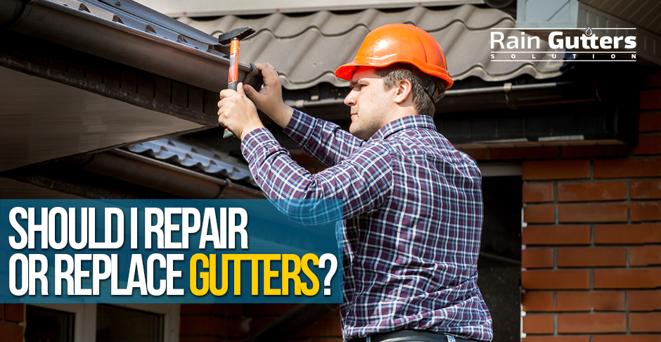 Man Repairing or Replacing a Gutter System