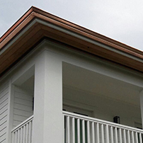 Copper Rain Gutter on Two-Story House