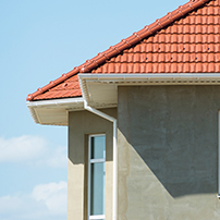 Gutter System on a Gray House