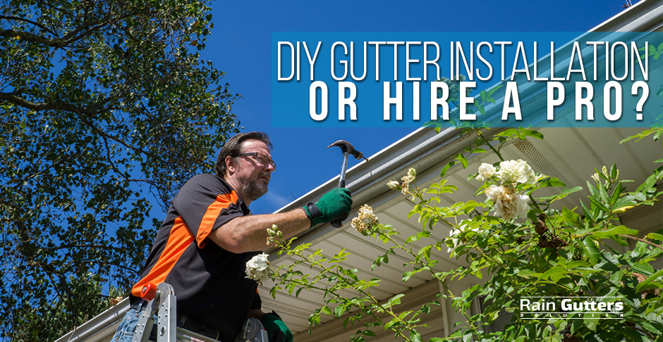 Man Installing DIY Rain Gutters System