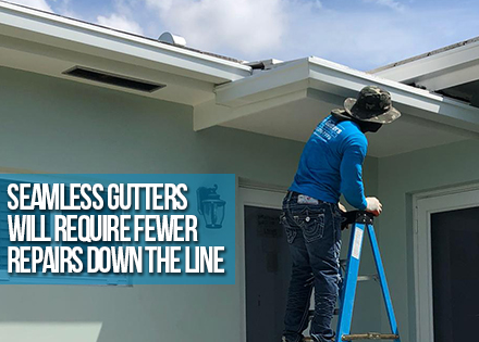 Man installing Gutter on a House in Florida