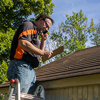 Custom Rain Gutter Professional on a Ladder 