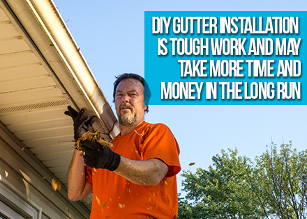 Man Installing DIY Gutters