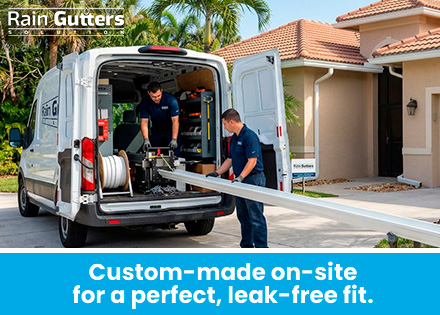 Custom Seamless Gutters Made on-site for a perfect, leak-free fit.