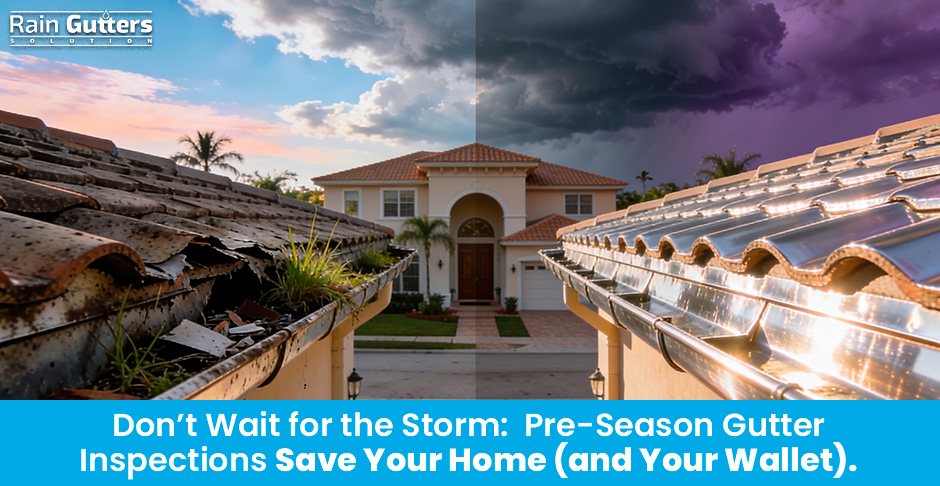 Image Divide in two sides to show Importance of Pre-Season Gutter Inspections