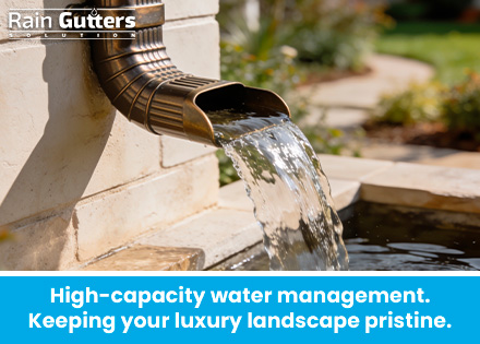 Seamless systems downspout in the garden