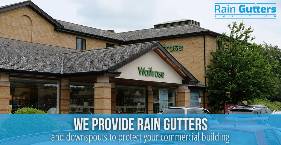 Facade of Commercial Establishment with a Rain Gutters System 