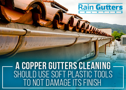 Rain gutter cleaning copper gutter 